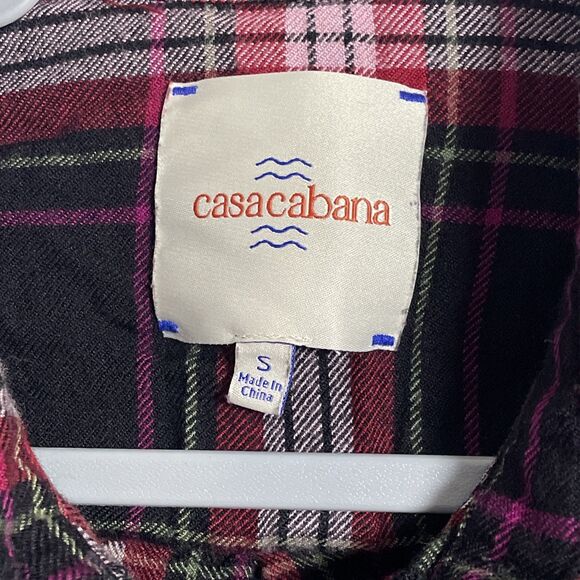 Casa Cabana Shirt Women's Black & Red Plaid Long Sleeve Button Up Flannel Small - Picture 3 of 8